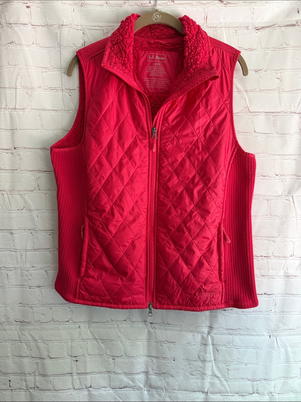 L.L. Bean Quilted Sherpa-Trim Vest in Pink Woman’s size Large